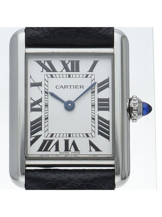 Cartier Tank Must SM Watch SS Leather Silver Polished